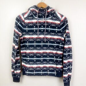 Abercrombie & Fitch Pullover Womens S Fjord Blue Sherpa Fleece Lined Hood